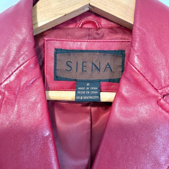 Siena Red Leather Jacket Size 6 - Picture 4 of 10